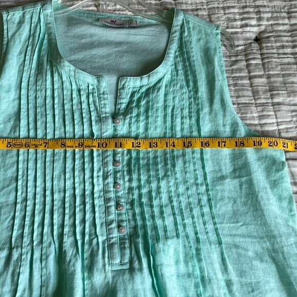 Seafoam Green Vineyard Vines Classic Linen Shift Dress, L - Picture 6 of 7
